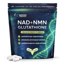 NMN + L- Glutathion Supplement - NAD + Support, Mitokondriel Energy & Antioxidant Defense med CoQ10, NAC, PQQ & Alpha Lipoic Acid - 120 kapsler. Genfyld pakning