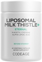 Kodeage Liposomal Milk Thistle + tillæg - Silymarin fra Silybum Marianum, NAC, Artiskoke Leaf, Mælkerod, Alpha Liposyre, BioPerine, Liposomal Levering - Non-GMO - 60 Kapsler