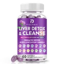 Lever Cleanse Detox & Reparation - Herbal Leverstøtte Mælk Thistle Supplement, 7500mg Styrke Leversundhed Support med Silymarin Artiskoke Extract Mælkebøtte TUDCA Cholin NAC, 60 Softgels
