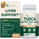 Migcopat 7- in- One TUDCA Supplement, 3650mg med Milk Thistle, NAC, Alpha Lipoic Acid, Dandelion Root, Bile Salts TUDCA til lever Cleanse Detox & Reparation, Bile Flow og fordøjelsesstøtte - 120 kapsler