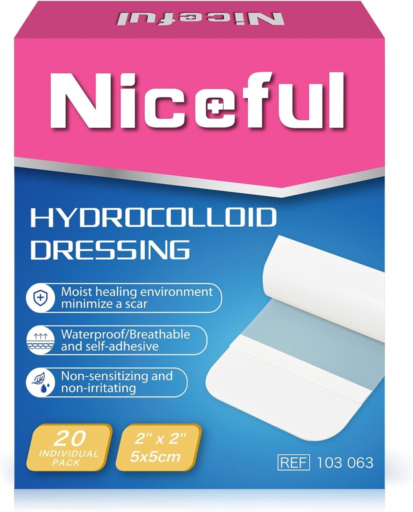 20 Grev Hydrocolloid Bandage 2 "x 2", Sår Klædning Lille Hydrocolloid Gel Bandager til Sår, Sår Healing Bed Sore Bandage