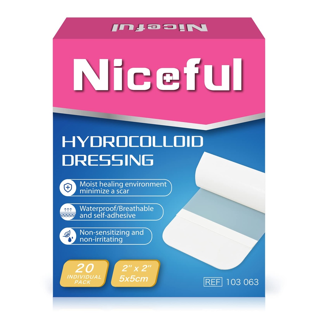 20 Grev Hydrocolloid Bandage 2 "x 2", Sår Klædning Lille Hydrocolloid Gel Bandager til Sår, Sår Healing Bed Sore Bandage