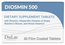 Dulac Diosmin 500, Mikroniseret Diosmin Hesperidin Kosttilskud 1000mg per portion, Horse Chestnut Extract, Butchers Broom & Red Grape Extract, Leg Circulation Support, 40 tabletter, Lavet i Italien