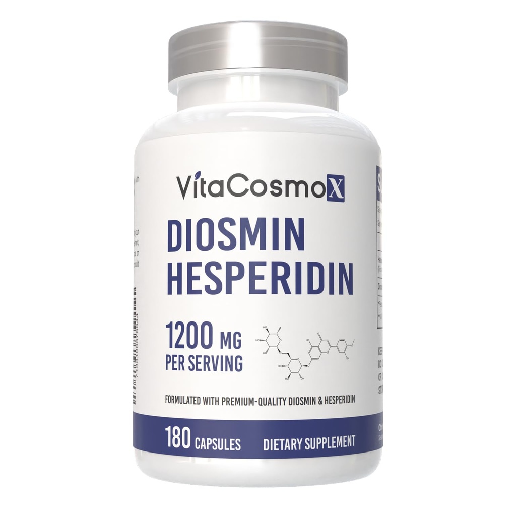 Diosmin Hesperidin 1200 mg Complex, 240 kapsler, Citrus Bioflavonoids Rich Fruit Extract, 100% Vegetar, Non- GMO & Gluten Free (180 greve (pakke med 1))