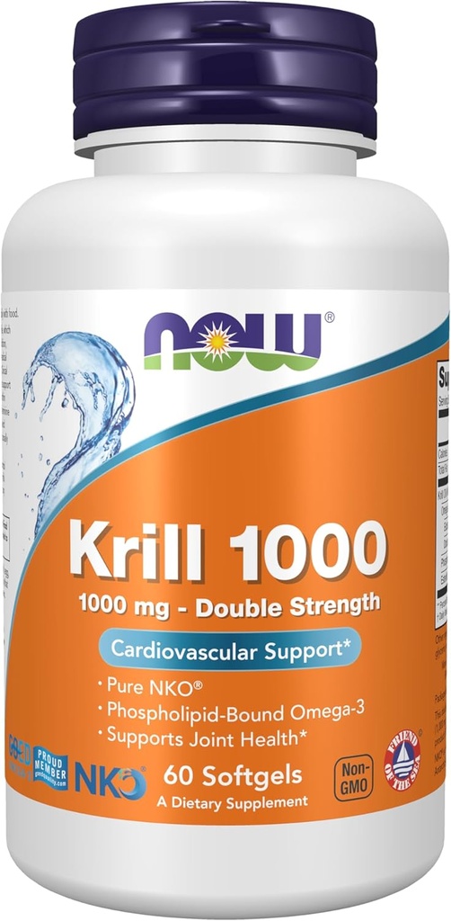 Now Foods Supplements, Neptun Krill, Double Strength 1000 mg, Phospholipid- Bound Omega-3, 60 Softels
