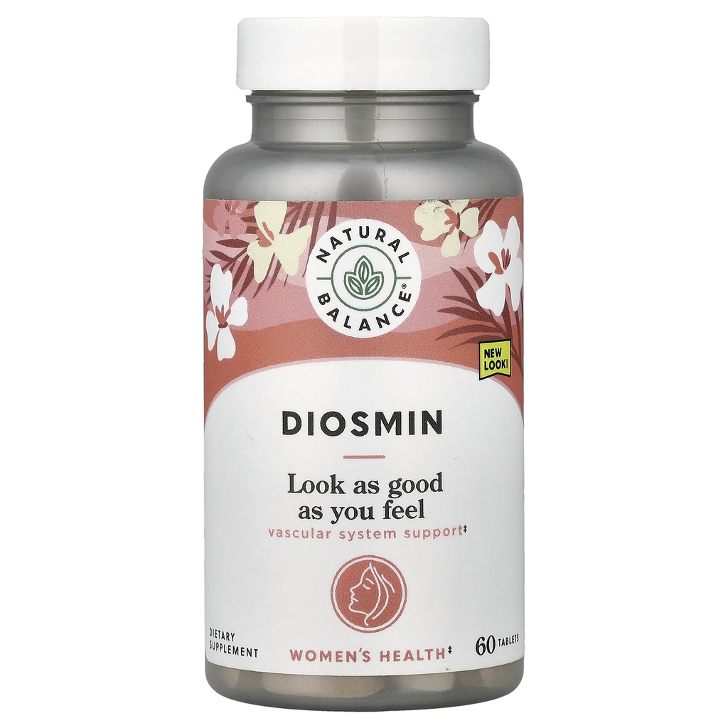 Natural Balance Diosmin 500mg - Diosmin Hesperidin Blood Circulation Supplements - Plant Based Flavonoids Supplements for Circulatory and Vaskulære Support, Lab Verified, 60- Day Garanti, 60 Serveringer