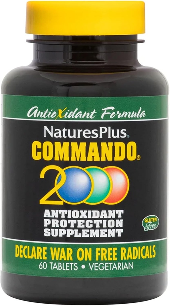 Natures Plus Commando 2000- 60 tabletter - Antioxidant Protection - Understøtter Brain, Circulatory Function & Immunsystem - Vegetarisk, Gluten Free - 30 Servere