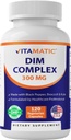 Vitamatisk DIM supplement Kompleks for kvinder & mænd - 300mg - 120 Veg kapsler - Lavet med sort peber, Broccoli pulver & Kale pulver - Non- GMO & Gluten Free - Understøtter Hormonal Balance