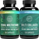 Primær høst Multivitamin & Collagen Kosttilskud til kvinder og mænd Multi Vitamin Kapsler og Collagen Peptider Pills Bundle