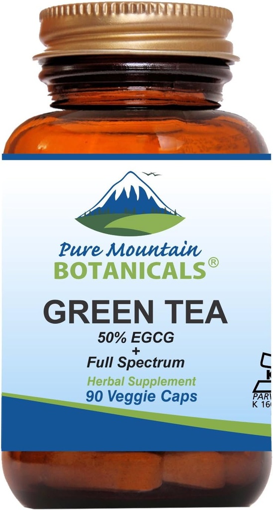 Grøn te kapsler - 90 Kosher Vegan Caps med 450mg Økologisk Fuld Spectrum og Pure Green Tea Extract