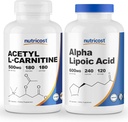 Nutricost Alpha Lipoinsyre 600 mg, 240 Caps & Acetyl L- Carnitin 500mg, 180 Caps