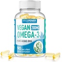 Vegan Omega-3 Algae DHA Kosttilskud - 2000mg Algae Oil, Plant- Based Prenatal Algal DHA, 90 Carrageenan Free Softels -Sustainable Fish Oil Alternative støtter hjerne, hjerte, øjne, fælles sundhed