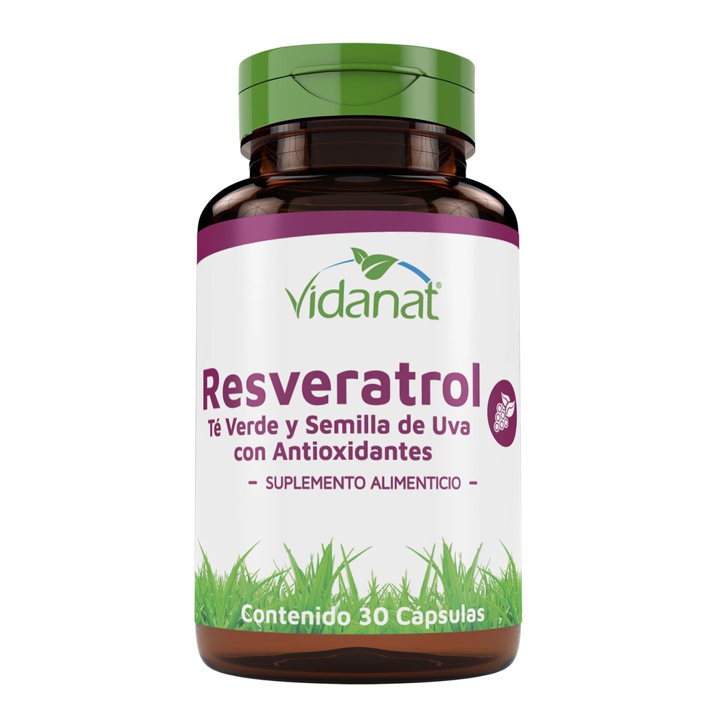 Vidanat Resveratrol 300 mg – Antioxidant Supplement for Heart Health, Anti-Aging, and Immune Support – 30 Capsules (Pack of 1) Green Tea and Grape Seed