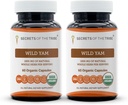 Secrets of the Tribe Wild Yam Capsules 1000 mg Responsibly farmed USDA Organic Wild Yam (Dioscorea Villosa) Dried Root, Hormone Support Supplement (2x60 Capsules)