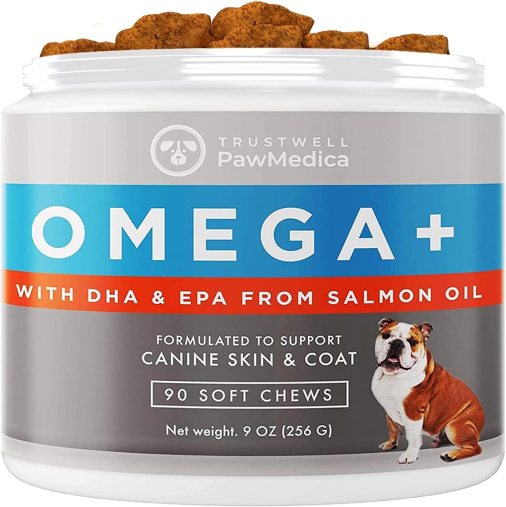 PawMedica Omega 3 til hunde, Hundehud og Coat tillæg med fisk olie kærlighed hjælper med hund tør hud, Omega 3 6 9 Vitamin Chews til hunde Allergier