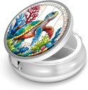 Pill Box-3 Segment Lille Pill sag for purse & Pocket Mini Metal Pill Holder Travel Pill Container til at holde kosttilskud vitaminer BPA- fri (Sea Turtle)