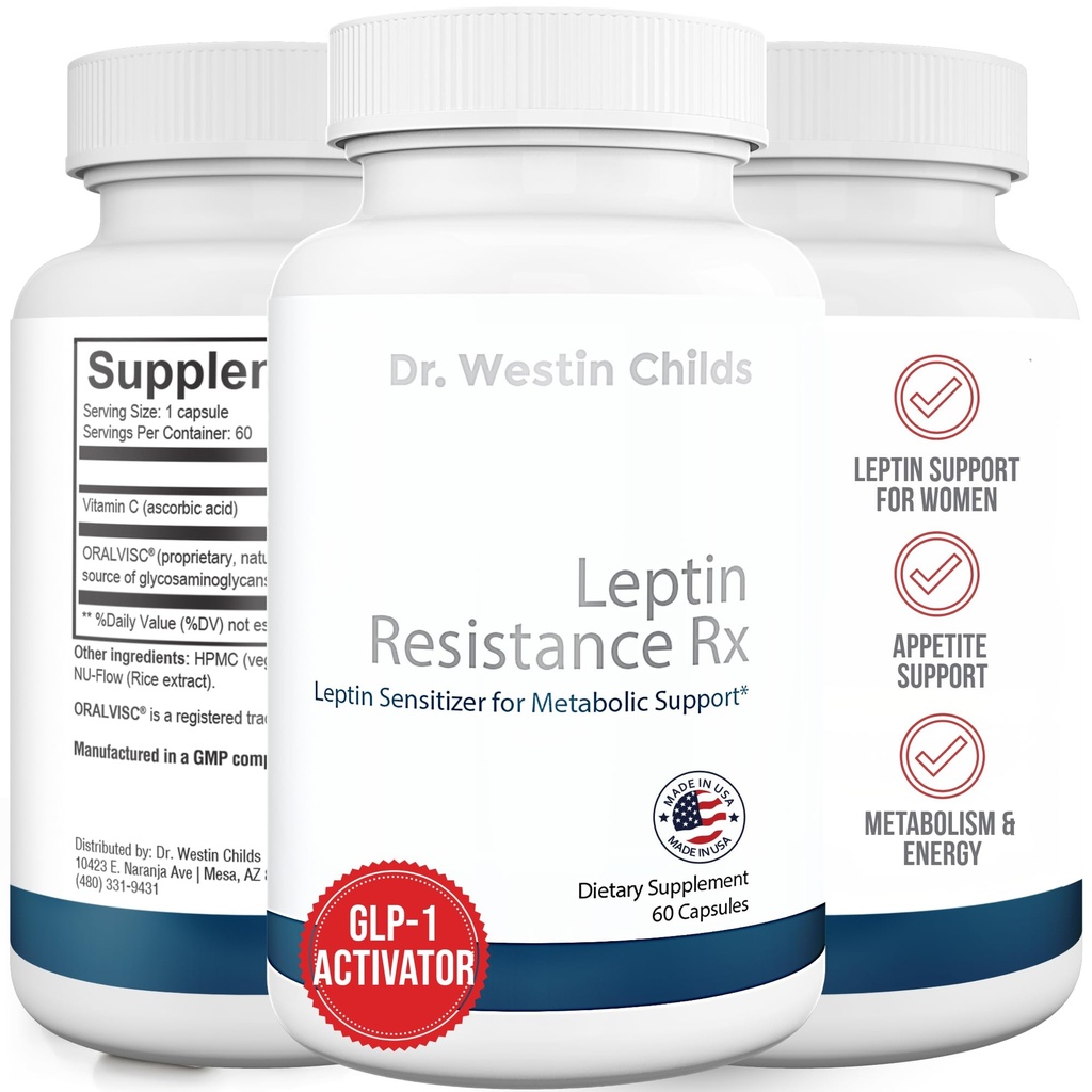 Dr. Westin Childs - 124; Leptinresistens Rx - Natural Leptinsensitizer Support for Women for Thyroid, Metabolic Health, Vitality, Energy, Fokus med Glycosaminoglycans, C-vitamin - 60 ct