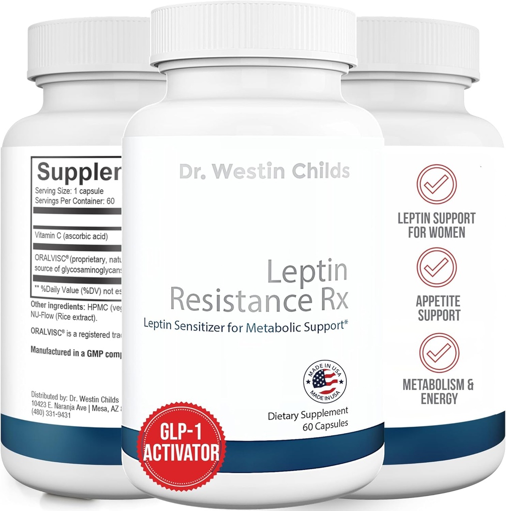 Dr. Westin Childs - 124; Leptinresistens Rx - Natural Leptinsensitizer Support for Women for Thyroid, Metabolic Health, Vitality, Energy, Fokus med Glycosaminoglycans, C-vitamin - 60 ct