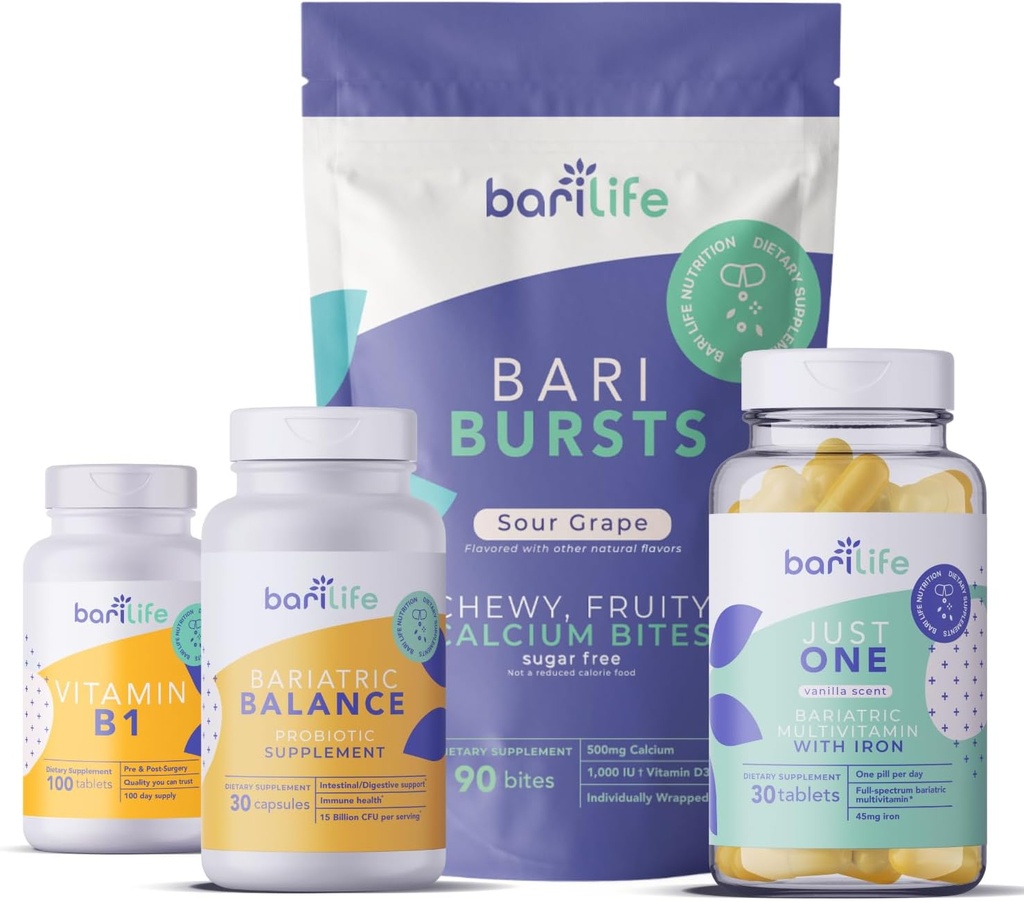 Bari Life Gastric Sleeve og Gastric Bypass Vitamin og supplement Starter Kit (Grape)