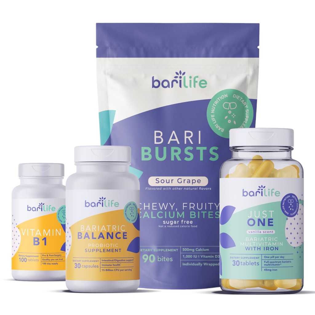Bari Life Gastric Sleeve og Gastric Bypass Vitamin og supplement Starter Kit (Grape)