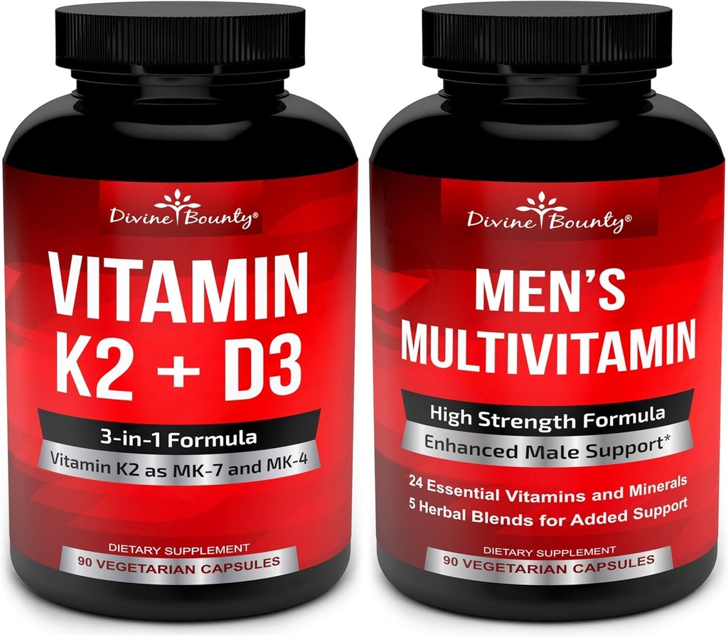 Divine Bounty Vitamin K2 med D3 & Mænds Multivitamin Bundle