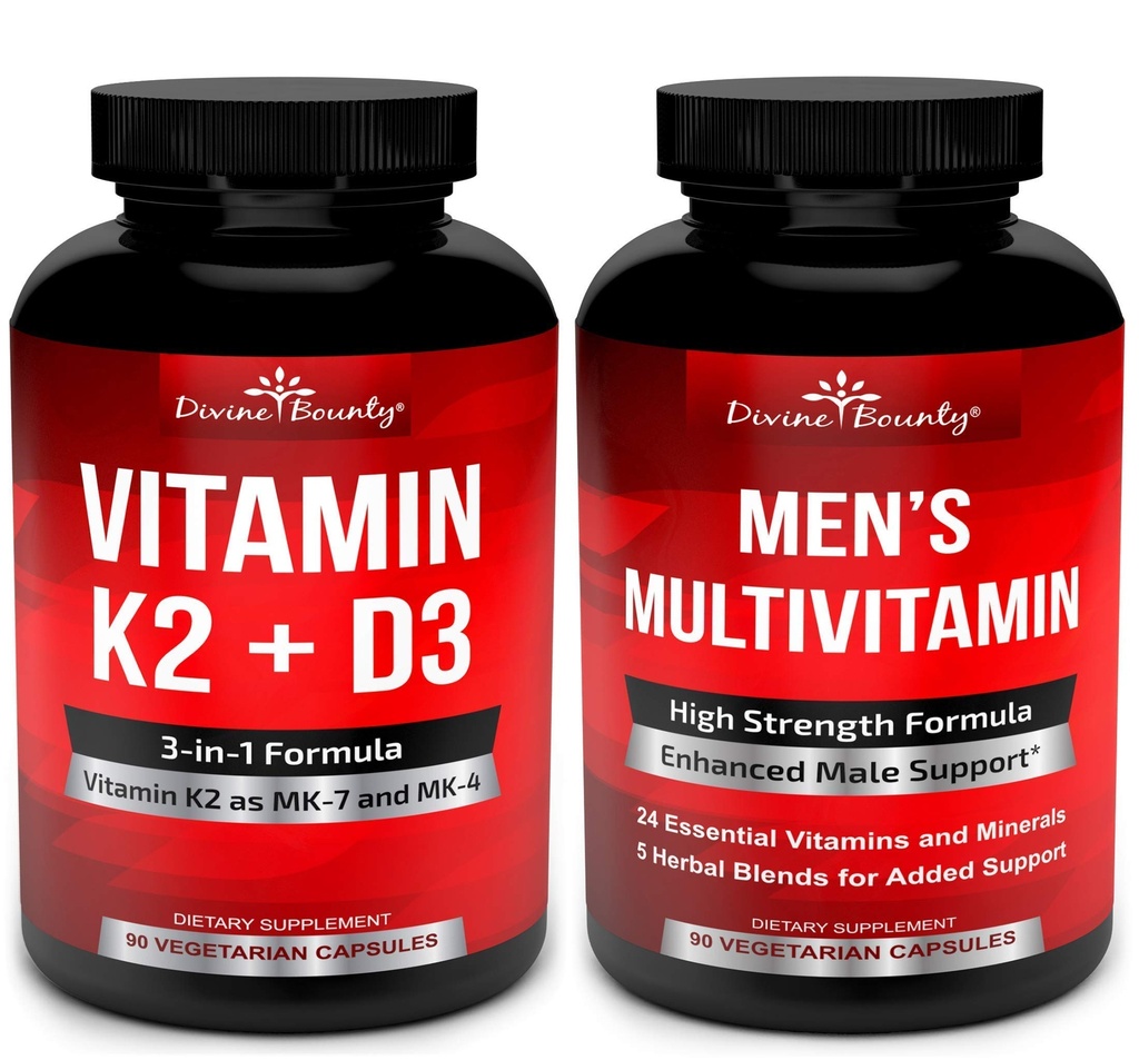 Divine Bounty Vitamin K2 med D3 & Mænds Multivitamin Bundle