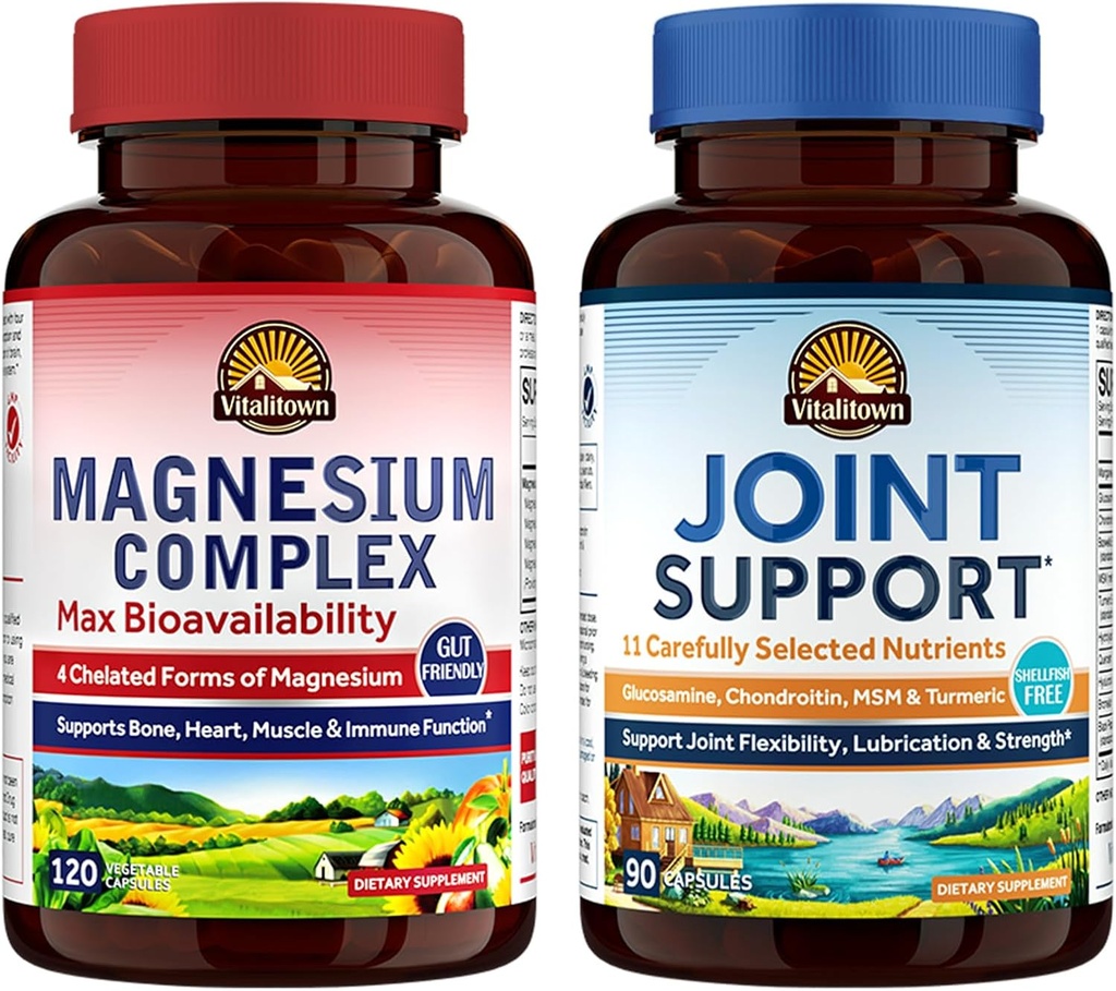 Vitalitown Magnesium + Glucosamin Chondroitin MSM Bundle (pakke med 2)