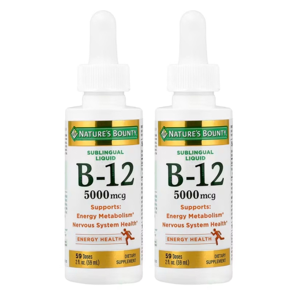 Naturens Bounty B- 12 5000 mcg Sublingual Liquid Energy Health, 2 Fl Oz (2 flasker)