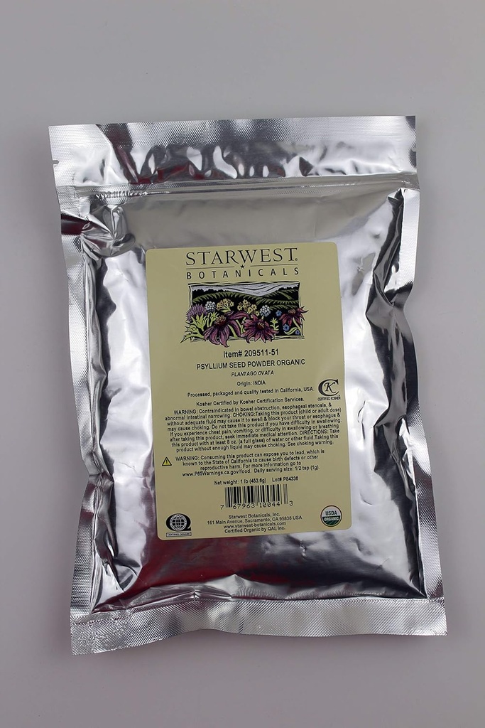 Starwest Botanicals Organic Psyllium Seed Powder, 1 Pund