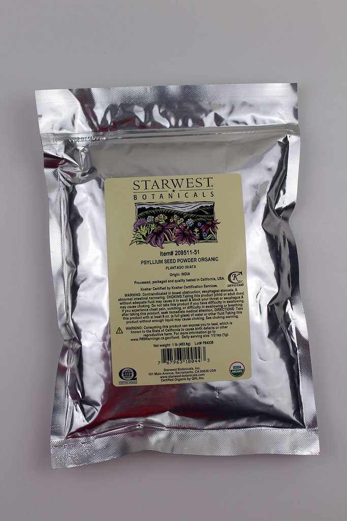 Starwest Botanicals Organic Psyllium Seed Powder, 1 Pund