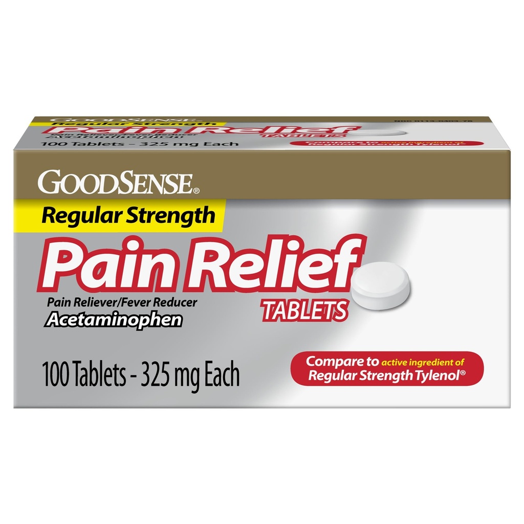 Smerte Relief, Acetaminophen Tablets 325 mg, Regelmæssig styrke, Smerte Reliever og Feber Reducer