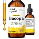 Wild & Organic Bacopa Tincture - Understøtter rolig, fokus, Clarity - Bacopa Monnieri Supplement Flydende - Alkohol- Free Drops med Brahmi Extract - Vegan, Sugar- Free - 2 - Month Supply - 2 fl oz