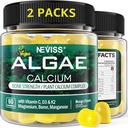 (2 Pack) Calcium gummies for women, Sugar Free Calcium Supplement from Sustainable Algaes (3. part Testet) med vitamin D3 K2, C, Zink, Boron, Mangan for Bone Strength, Calcium Absoption, Vegan