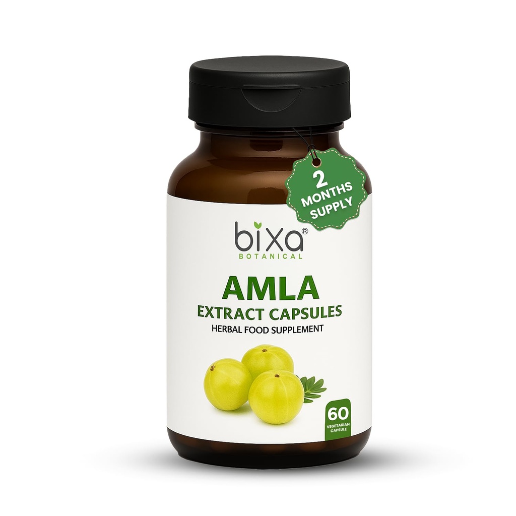 Amla Extract Capsule (Indian Gooseberry, Emblica officinalis) Ideal Vitamin C Supplement | Pure & Natural Super Food Supplement 450 MG Veg Capsules 60 Count (Pack of 1)