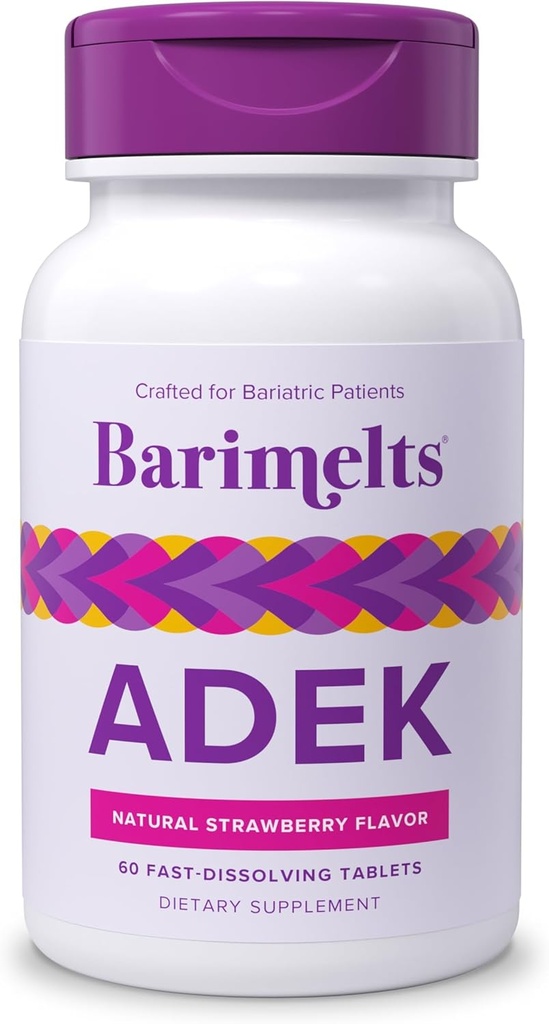 Barimelts ADEK - 60 Fast- Opløsnings tabletter (2 - Måned Supply) - Sugar- Free Bariatric Vitamin til kvinder, herunder vitamin A, D, vitamin E & vitamin K, Natural Strawberry Flavor