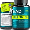 NAD Supplement 300Mg Extra Strength NMN Alternative Liposomal + Green Tea for Women & Men w / Urolithin A, Resveratrol, CoQ10, Alpha Lipoic Acid
