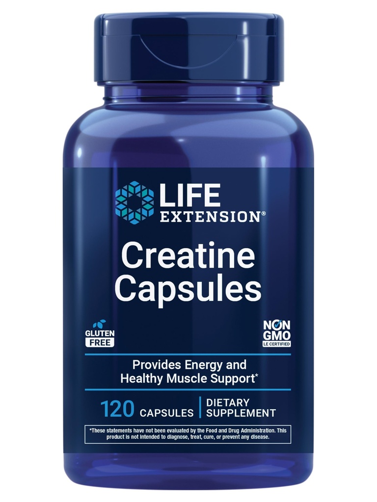 Life extension Creatinin Capsules - Creatinine Monohydrat - fremmer styrke, Lean Muscle, Sund Endurance - Non-GMO, Gluten- Free - 120 Kapsler