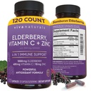 Viva Naturals Elderberry med C-vitamin og zink (120 kapsler) - 1000mg Sambucus Elderberry immunsupport supplement, Black Elderberry kapsler til voksne, Elderberry vitaminer - 2 Måneders forsyning
