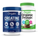 Orgain Creatin monohydrat pulver (17.64 Oz, 100 Servering) & Organic Vegan chokolade Fudge Protein Powder (2.03 LB) Bundle - Plantbaseret protein & Muskelstøtte