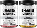 Jacked Factory Creatinine Monohydrate Gummies 5g Daglig dosis (1g per Gummy) - Creatinine Gummy til mænd og kvinder, Vegan- Friendly, Travel- Friendly, Third-Party Testet - 150 Gummies, Watermelon & Lemon