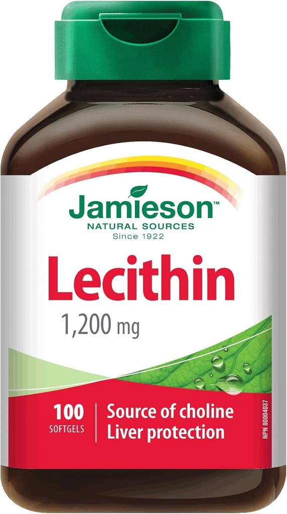 Jamieson Lecithin 1. 200 mg, 100 Softgels - Kilde til cholin leverbeskyttelse