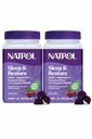 Natrol Sleep + Gendanne Magnesium Glycinate Glycinat Gummies med Melatonin 5mg - Rolig Magnesium med GABA, Botanisk Blend, Cherry Flavor, 60 Gummies (pakke med 2)