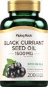 Piping Rock Black Currant Seed Oil Softgel Kapsler: 124; 1500mg; 124; 200 Tæl: 124; med Gamma Linolensyre (GLA); 124; Non- GMO, Gluten Free Supplement