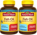 Nature Made Fish Oil Omega 3 Kosttilskud, 1000 mg Softgels, Omega 3 Fish Oil for Sund Heart Support, 90 Softgels, 45 Day Supply (pakke med 2)