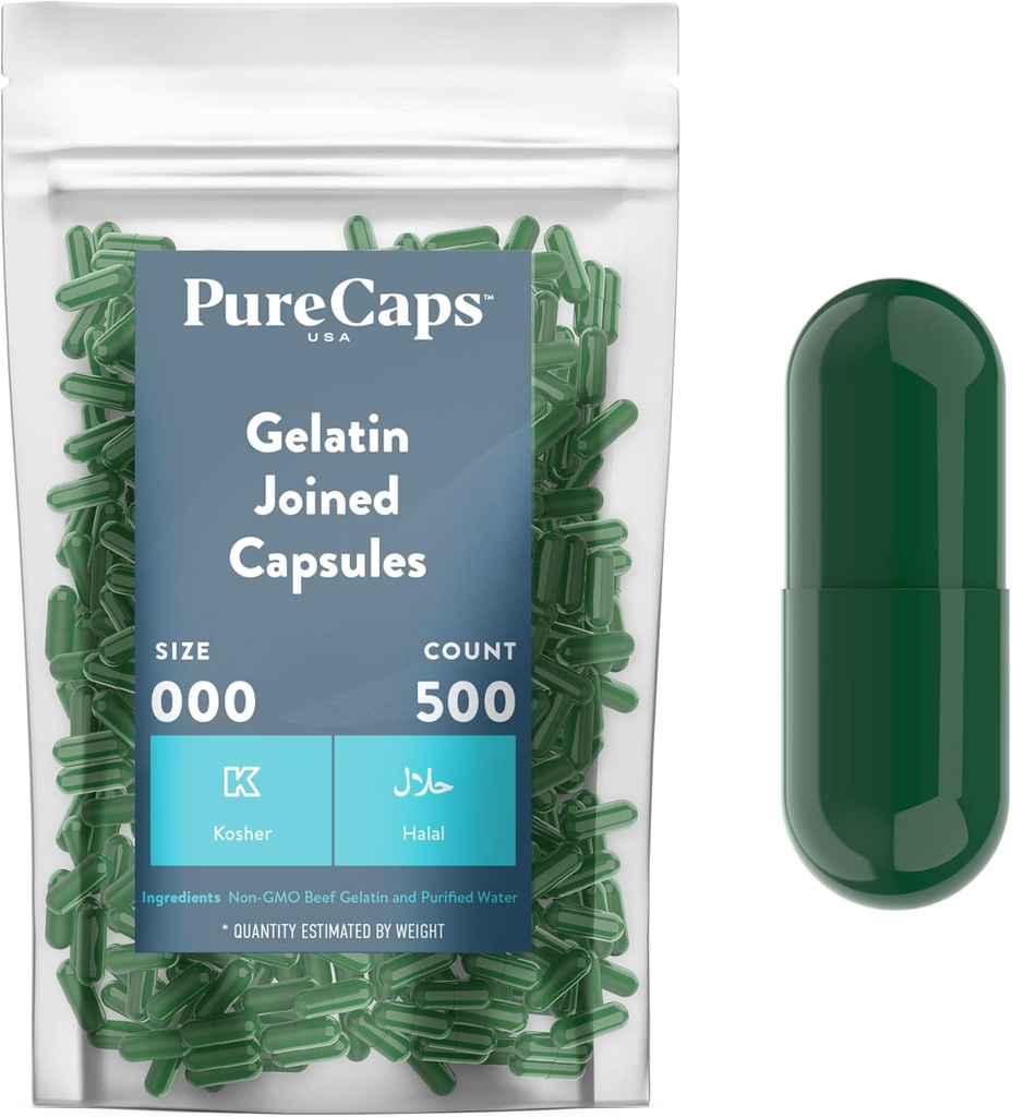 Purecaps USA - Tomme Gelatine Pille Kapsler Størrelse 000 Beeg 124; 500 Forenede Pills