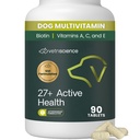 VetriScience 27 + Active Health Chewable Tablets, Canine Plus Daglig Multivitamin til hvalpe og voksne hunde, Balancerede Vitaminer, Mineraler og antioxidanter, Sundhed og Wellness Support, Duck, 90 Greve