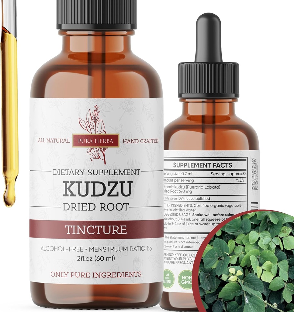 Organic Kudzu Root Extract – Alcohol-Free, Vegan Supplement for Alcohol Support – 2 Fl Oz – Non-GMO, Made in USA