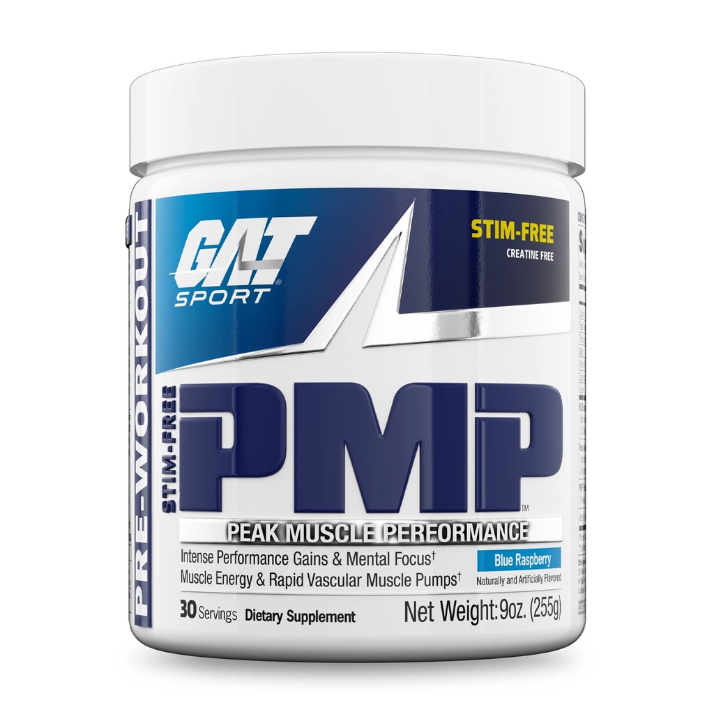 GAT SPORT PMP (Peak Muscle Performance), Pre- workout, 30 Serveringer (Blå Hindbær (Stim- Gratis))