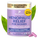 Naturlige menopause Kosttilskud til kvinder - Perimenopause Kosttilskud til Hormonal Balance, Bloating & Mood Swings - 124; Hot Flashs Menopause Relief w / Probiotika & Prebiotika, Black Cohosh & Chasteberry