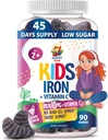 SUNNY SAM Iron Gummies for Kids & Teens - 10mg Iron Vitamin C - Lav- Sukker Chewable Gummy Supplement for immunforsvar, Understøtter røde blodceller produktion til børn & Teen piger